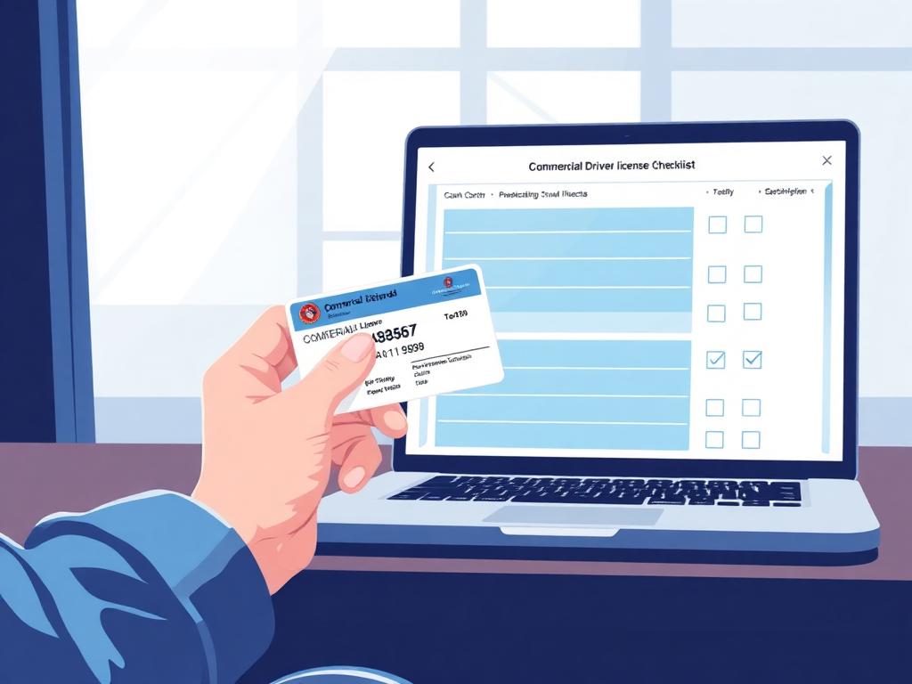 Driver license being verified against a digital screening checklist